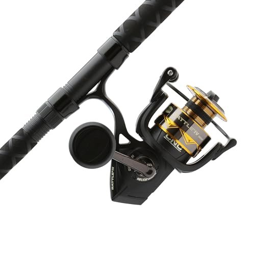 Penn 8' Battle IV Spinning Fishing Rod and Reel Combo Kit, 5000 Reel, CNC Gear Technology, Full Metal Body and Sideplate, HT-100 Drag System